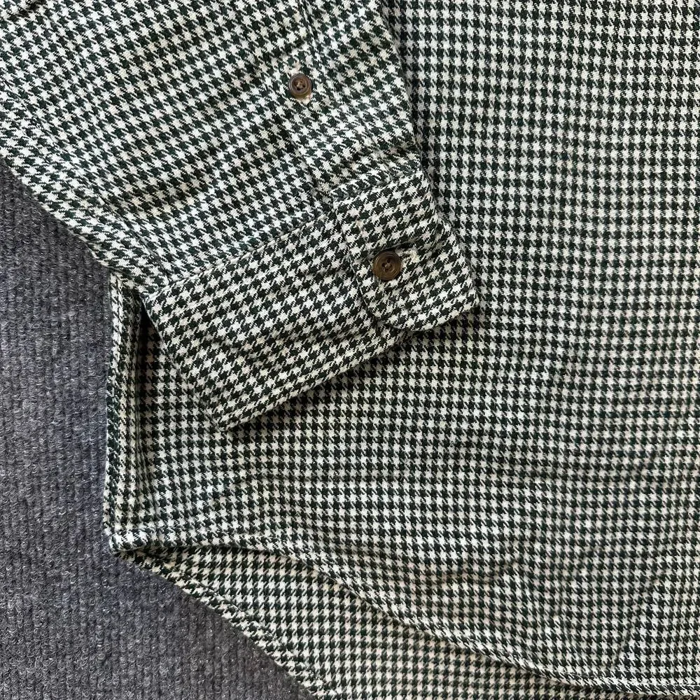 Vtg J. Crew Oarsman Men's Cottage Cotton Twill Houndstooth Button Down Shirt XL